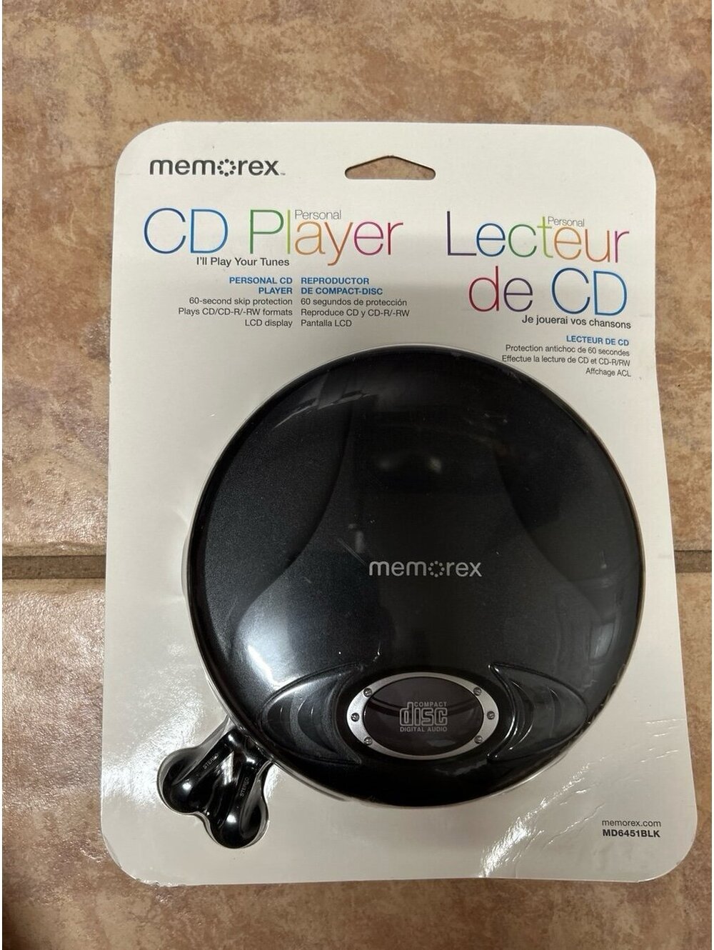 Memorex MD6451BLK Personal Portable CD Player New Sealed w/ Earbuds